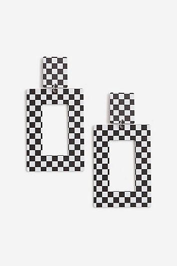 Topshop Checker Board Drop Earrings
