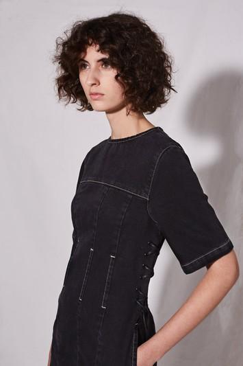 Topshop Lace Up Denim Shift Dress By Boutique