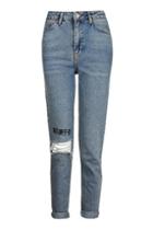 Topshop Moto Chinese Symbol Embroidered Mom Jeans