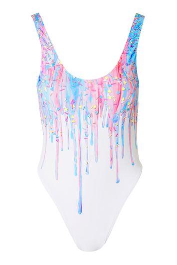 Topshop *ice Cream Sprinkle High Cut Swimsuit By Jaded London