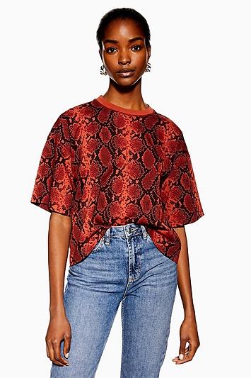 Topshop Petite Snake Boxy T-shirt