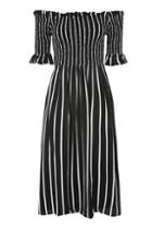 Topshop Shirred Stripe Midi Dress