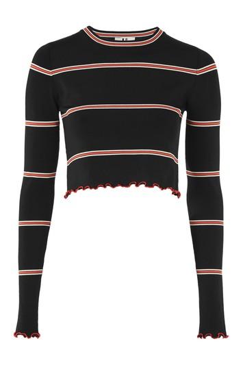 Topshop *margot Long Sleeve Crop Top