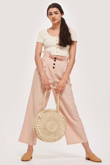 Topshop Tall Cropped Button Up Trousers