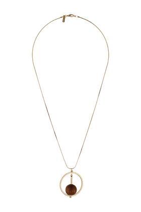 Topshop Circle And Wood Ball Pendant Necklace