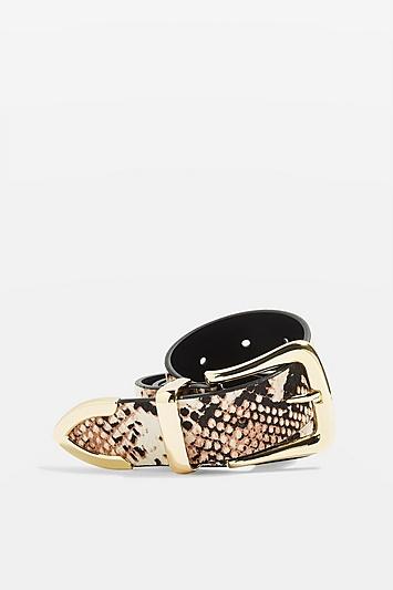 Topshop Snake Printed Leather Belt