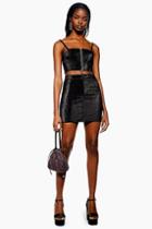 Topshop Metallic Thread Stretch Black Skirt