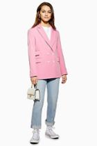 Topshop Petite Pink Double Breasted Suit Jacket