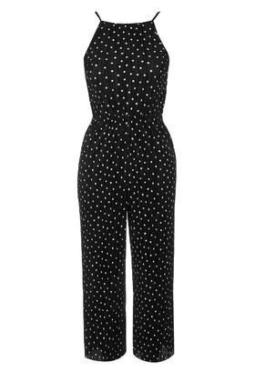 Topshop Petite Spot Pleated Jumpsuit