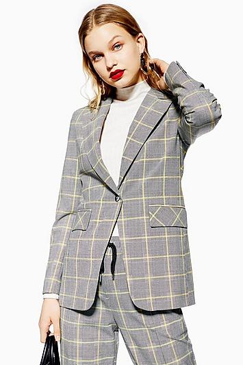 Topshop Windowpane Check Suit Jacket