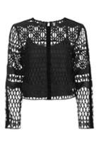 Topshop Long Sleeve Grid Lace Top