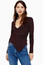Topshop Sparkly Long Sleeve Wrap Top