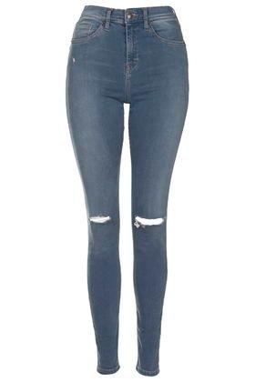 Topshop Moto Smokey Grey Ripped Jamie Jeans