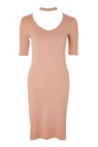 Topshop Petite Choker Neck Rib Dress