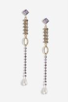 Topshop Mega Stone And Pearl Drop Earrings