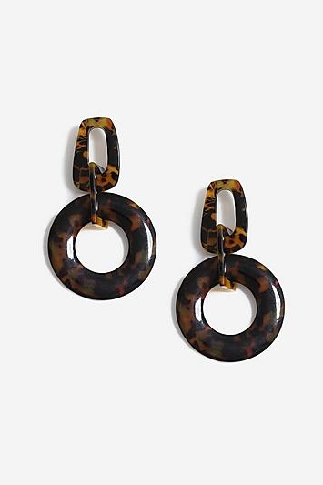 Topshop Chunky Tortoiseshell Link Drop Earrings