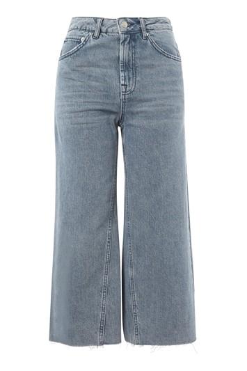 Topshop Moto Sulphur Grey Cropped Wide Leg Jeans