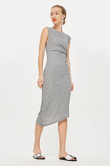 Topshop Drape Side Midi Shift Dress