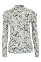 Topshop Floral Ruffle Top