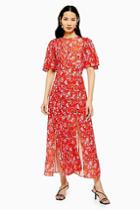 Topshop Austin Floral Star Print Angel Sleeve Midi Dress