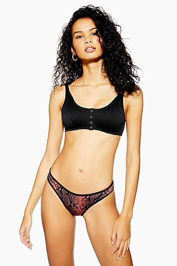 Topshop Rust Snake Print Bikini Bottoms