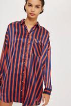 Topshop Oversized Stripe Satin Shirt