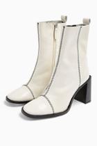Topshop Homerun White Leather Boots