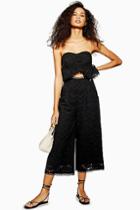 Topshop Black Broderie Anglaise Jumpsuit