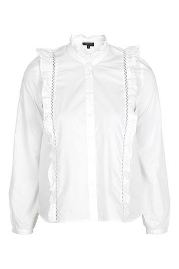Topshop Poplin Ruffle Shirt