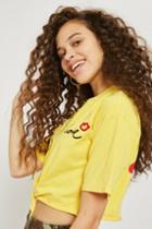 Topshop Yellow Knot Front 'love' Slogan T-shirt