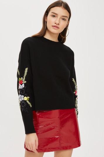 Topshop Ribbon Embroidery Sweater