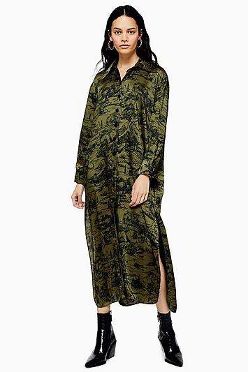 Topshop Toile De Jouy Midi Shirt Dress