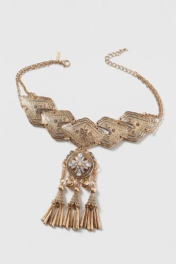 Topshop Tassel Drop Choker Necklace