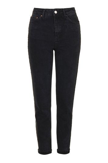 Topshop Tall Washed Black Mom Jeans