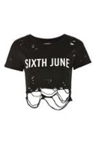 Topshop Distressed Crop Logo T-shirt By Sixth June