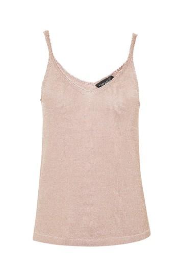 Topshop Metal Yarn Knitted Camisole Top