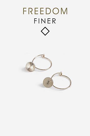 Topshop Finer Disc Drop Hoop Earrings