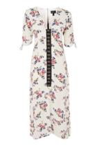 Topshop Floral Hook & Eye Midi Dress