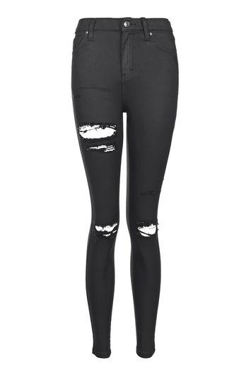 Topshop Moto Super Ripped Coated Jamie Jeans