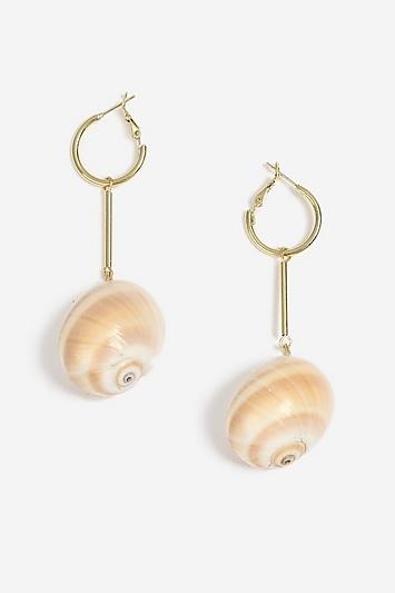 Topshop Shell Drop Hoop Earrings