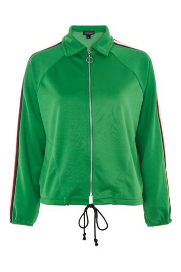 Topshop Green Side Striped Track Jacket