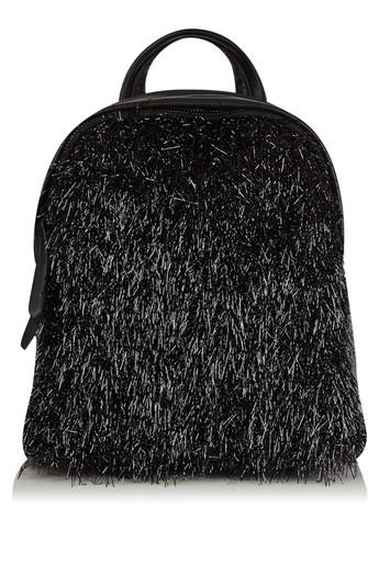 Topshop *charlie Black Tinsel Backpack By Skinnydip