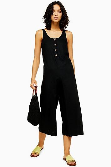 Topshop Linen Rich Drop Back Jumpsuit