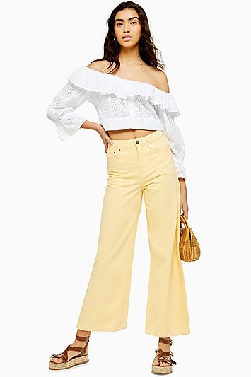 Topshop Yellow Crop Jeans