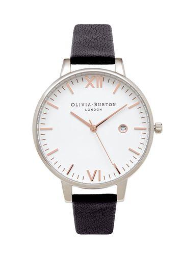 Topshop *black And Silver Watch By Olivia Burton