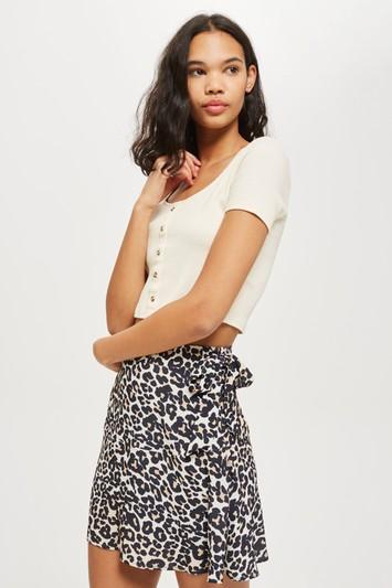 Topshop Leopard Print Flippy Mini Skirt