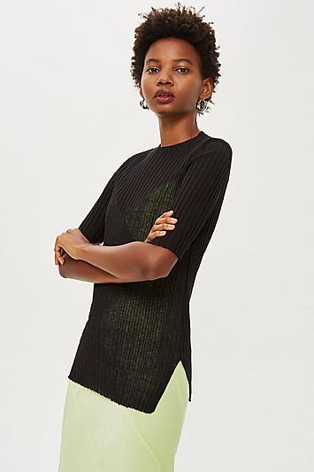Topshop *fine Ribbed T-shirt By Boutique