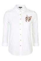 Topshop Cat Detailed Embroidered Shirt