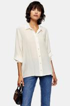 Topshop Ivory Oversized Silk Shirt