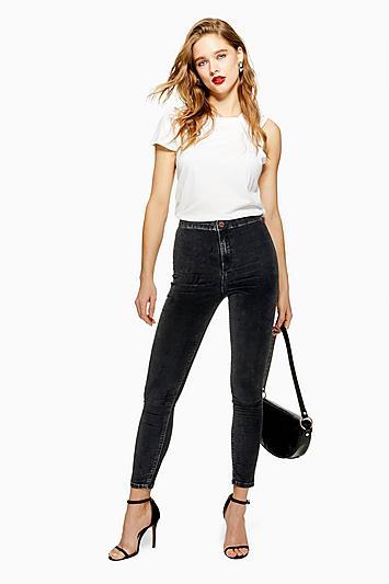 Topshop Velvet Washed Black Joni Jeans